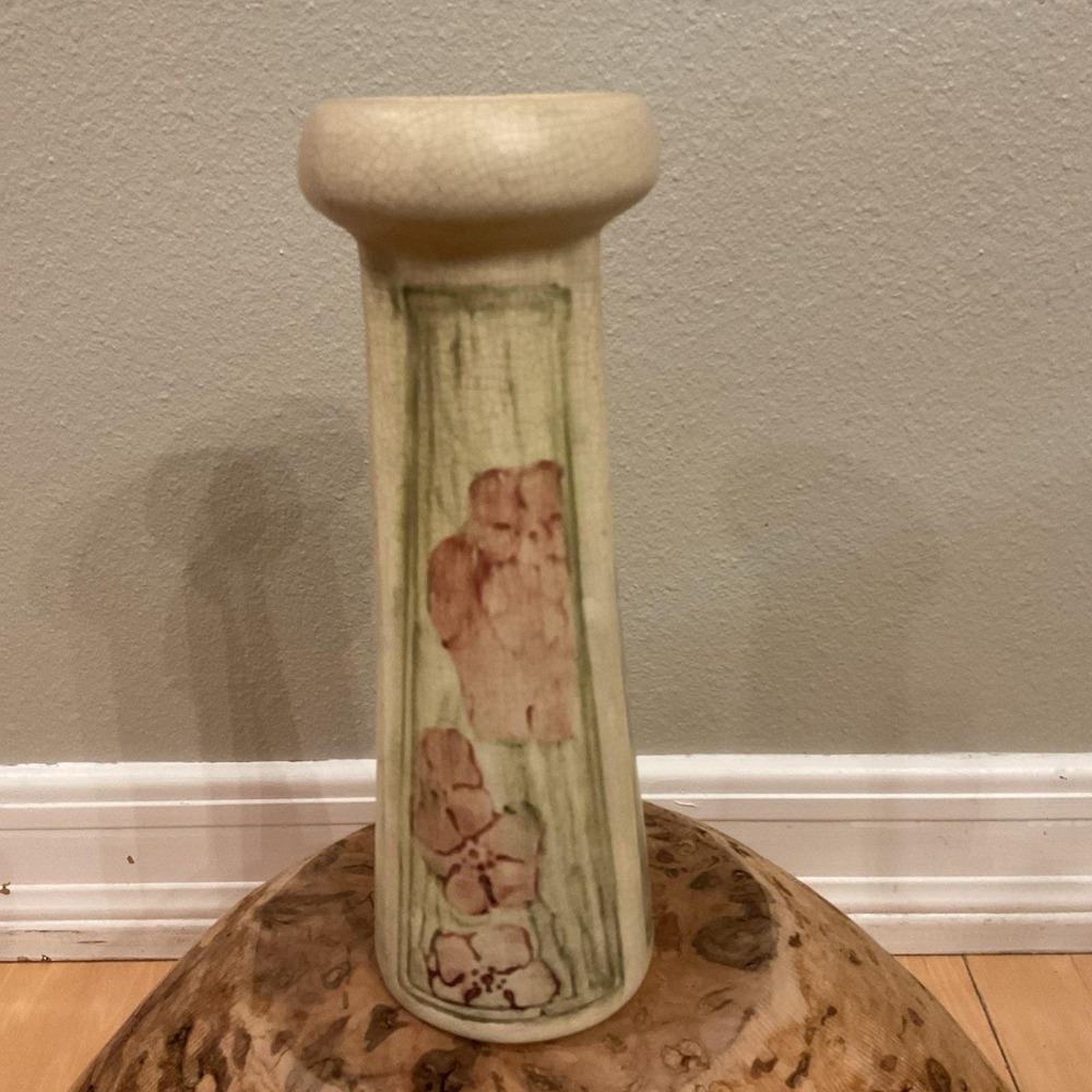 Weller Purple Flowers 3 Panel‎ 9" Vase 1920's Stamped